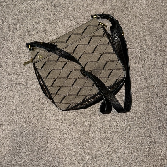 Fossil Purse Preston Canvas Expandable Zipper Geo Pattern Crossbody GUC - Picture 5 of 9